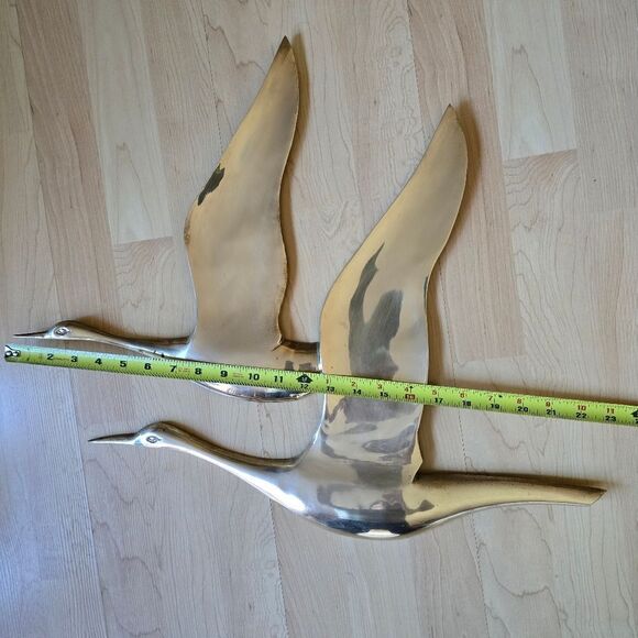 Vintage Flying Geese Ducks  Musketeers Wall Art MCM Decor Solid Brass Birds - Picture 6 of 10